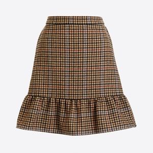 J. Crew Factory houndstooth wool flounce mini skirt